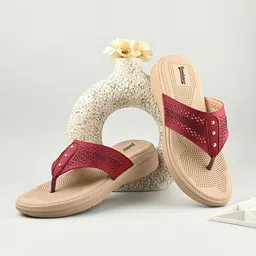 The Roadster Lifestyle Co Women Cherry Laser Cut Embellished Comfort T-Strap Flats-image-82
