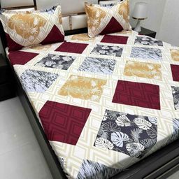 Pure Decor White & Yellow Floral 250 TC Queen Bedsheet with 2 Pillow Covers-image-48