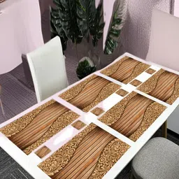 REVEXO 6Pc Brown Printed Rectangle Costers & Table Placemats-15