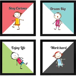 Chaka Chaundh Multicoloured Set of 4 Piece Wood Cartoon Characters Wall Paintings-image-34