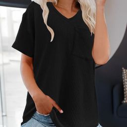 KPOP Self Design V-Neck Pocket T-shirt-image-12