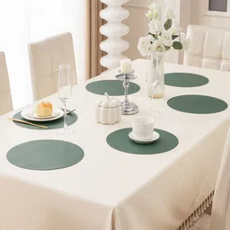 HOKIPO Green 6 Pieces Round Waterproof Round Table Placemats-15