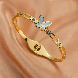 GOLDIWALA Women Cubic Zirconia Enamelled Gold-Plated Bangle-Style Bracelet-55