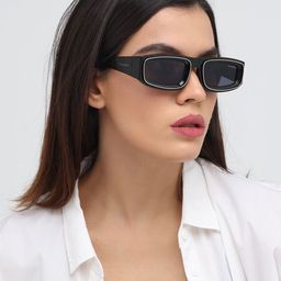 ZAADRAN Unisex Rectangle Sunglasses with Polarised and UV Protected Lens SUDAN-BLACK image 2