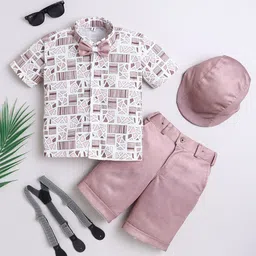 FOURFOLDS Boys Printed Clothing Set with Suspender & Cap-image-97