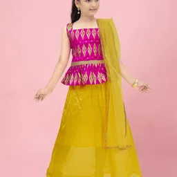 BAESD Girls Printed Foil Print Ready to Wear Lehenga & Blouse With Dupatta-image-35