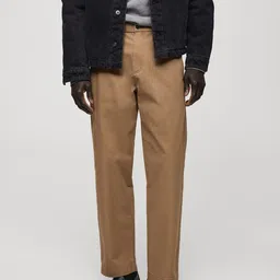 MANGO MAN Regular Fit Pure Cotton Trousers-image-26
