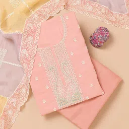 Koskii Embroidered Organza Unstitched Dress Material-picture-46