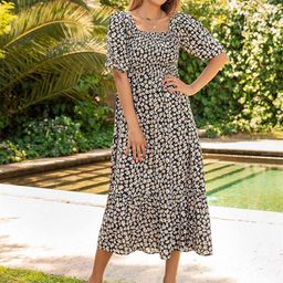 DEKLOOK Crepe Floral Fit & Flare Dress-image-9