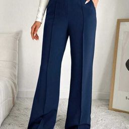 Next One Women Smart Straight Fit High-Rise Easy Wash Pleated Trousers-image-81