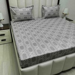 Pure Decor Royal Passion Grey Printed Pure Cotton 400 TC Queen Bedsheet Set 2.28m x 2.54m-image-70