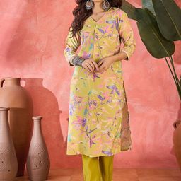 Sangria Floral Printed Pure Cotton Kurta & Trouser Set-19