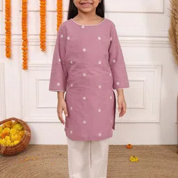Biglilpeople Girls Regular Pure Cotton Kurta with Trousers-picture-49