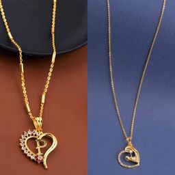 Boghra Sales Set Of 2 Gold-Plated Brass American Diamond Chain-52