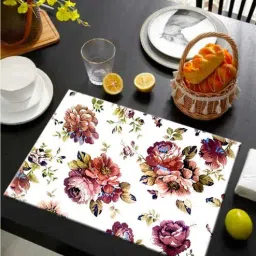 ambbi collections Florals White & Red (12 x 17.5) Cotton (Set of 6) Placemats-picture-42