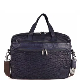 KOMPANERO Unisex Textured Leather Laptop Bag-36