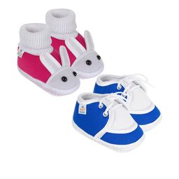 NESKA MODA 0 To 6 Months 2 Pair Set Newborn Baby Unisex Skin-Friendly Cotton Lace Shoes Booties-image-45