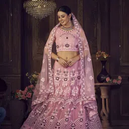Warthy Ent Embroidered Thread Work Semi-Stitched Lehenga & Unstitched Blouse With Dupatta image 3