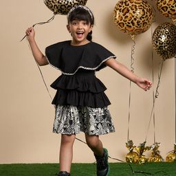 LIL DRAMA Girls Abstract Printed Cotton A-Line Knee Length Dress-image-53