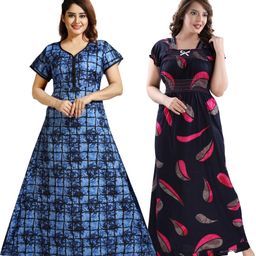 Inner Beats Women Pack Of 2 Multicoloured Cotton Blend Nightdress-picture-18