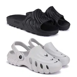 BERSACHE Men Set Of 2 Rubber Clogs & Sliders-80
