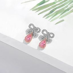 Jewels Galaxy Silver-Plated American Diamond Studded Teardrop Shaped Studs-25