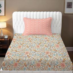 IVAZA Pink Floral 180 TC Queen Bedsheet with 1 Pillow Covers-image-39