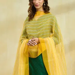 Fabindia Geometric Printed Cotton Silk Block Printed Technique Dupatta image 4