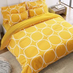 RF RELAXFEEL Yellow Geometric Heavy Winter 210 GSM Cotton Double Bed Comforter-image-90