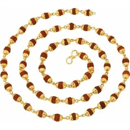 Divine souvenirs Kids Gold-Plated Rudraksha Beaded Minimal Chain-39
