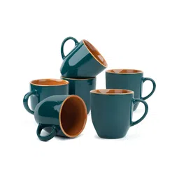 SHAY Teal Solid Ceramic Glossy Mugs Set of Cups and Mugs-4