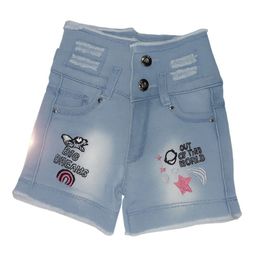 Arshia Fashions Girls Washed Slim Fit High-Rise Denim Shorts-36