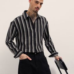 THE BEAR HOUSE Men Relaxed Fit Vertical Striped Spread Collar Cotton Casual Shirt-image-65