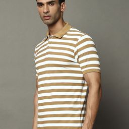 OGEN Men Striped Polo Collar Pockets T-shirt-image-37