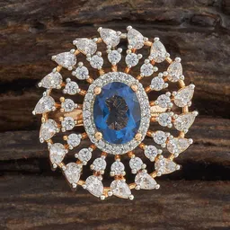 Kushal's Fashion Jewellery Gold-Plated Zircon-Studded Adjustable Finger Ring-19