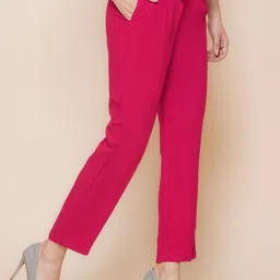 BAESD Women Solid Regular Fit High-Rise Trouser With A Belt-0