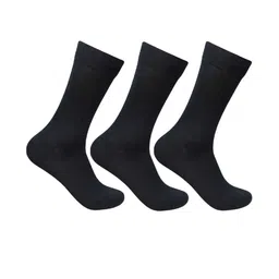 Akeeta Unisex Pack of 3 Full Length Cotton Plain Solid Navy Blue Formal Socks-picture-38