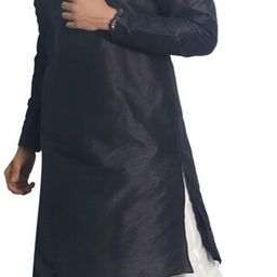 House of Aqss Men Regular Dupion Silk Kurta with Pyjamas image 4