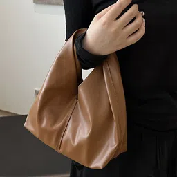 LULU & SKY PU Oversized Half Moon Hobo Bag With Tasselled-58