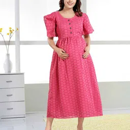 MomsBae Women Self Design A-Line Knee Length Dress-picture-33