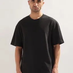 NOBERO Popcorn Textured Self Design Oversized Cotton T-shirt-image-50
