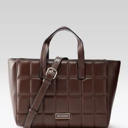 Van Heusen Structured Quilted Handheld Bag with Detachable Sling Strap-1