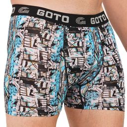 GOTO Printed Short Trunk NYLON LY PRINT OUTER EL TRUNK BLK SKYBLU-Black image 3