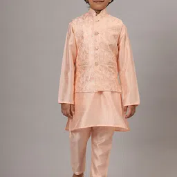 TAHVO Boys Ethnic Motifs Embroidered Regular Thread Work Kurta with Trousers-13