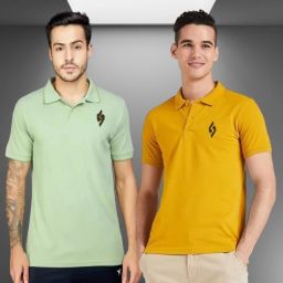 Pack of 2 Men Solid Mandarin Collar Polycotton Multicolor T-Shirt-image-54