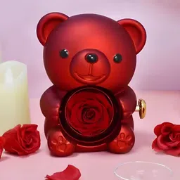 Giftii Red Rose Teddy Bear Rotating Jewelry Box-24