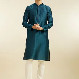 Diwas by Manyavar Geometric Woven Design Mandarin Collar Straight Kurta-30
