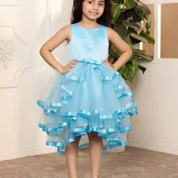 Toy Balloon Girls Self Design Round Neck Fit & Flare Knee Length Dress-image-78
