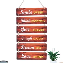 Kuber Industries Unisex Brown 6 Layered Inspirational Quotes Wooden Wall Hanging-88