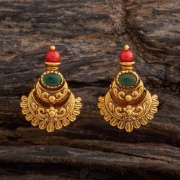 Kushal's Fashion Jewellery Gold-Plated Stone Studded Classic Antique Drop Earrings-23